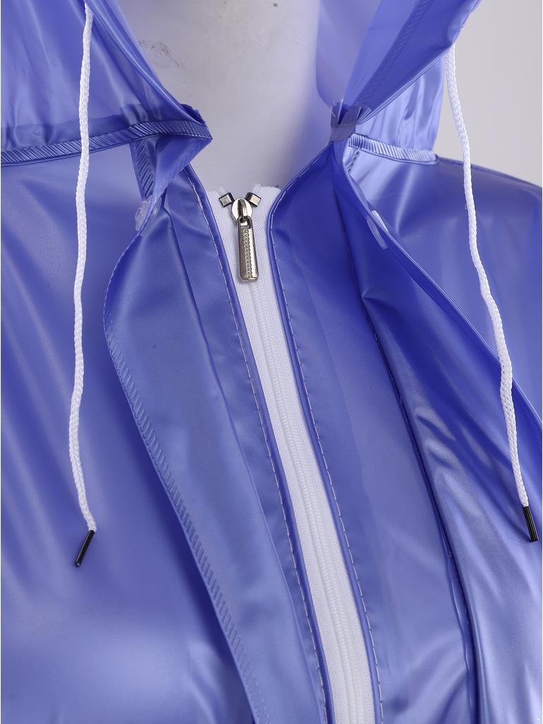 One Piece Waterproof Hooded Jumpsuit Rainwear Front Zipper and Button Fastening Drawstring Hood for Men Women Outdoor Work