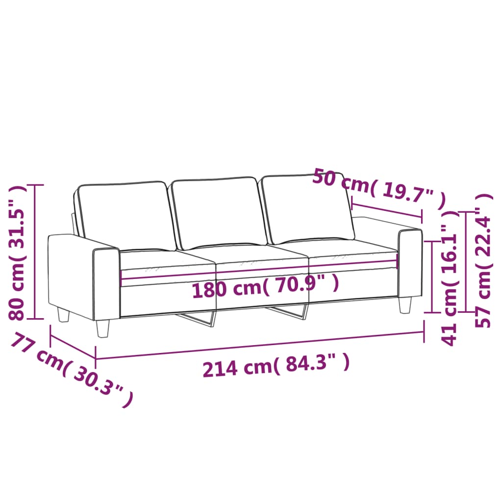 Vidaxl 3-Seater Sofa, Brown, 180 Cm, Upholstered In Fabric