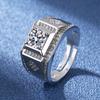 925 Sterling Silver Rings for Men Shining Crystal Adjustable Size Fashion Gifts Engagement Wedding High Quality Jewelry