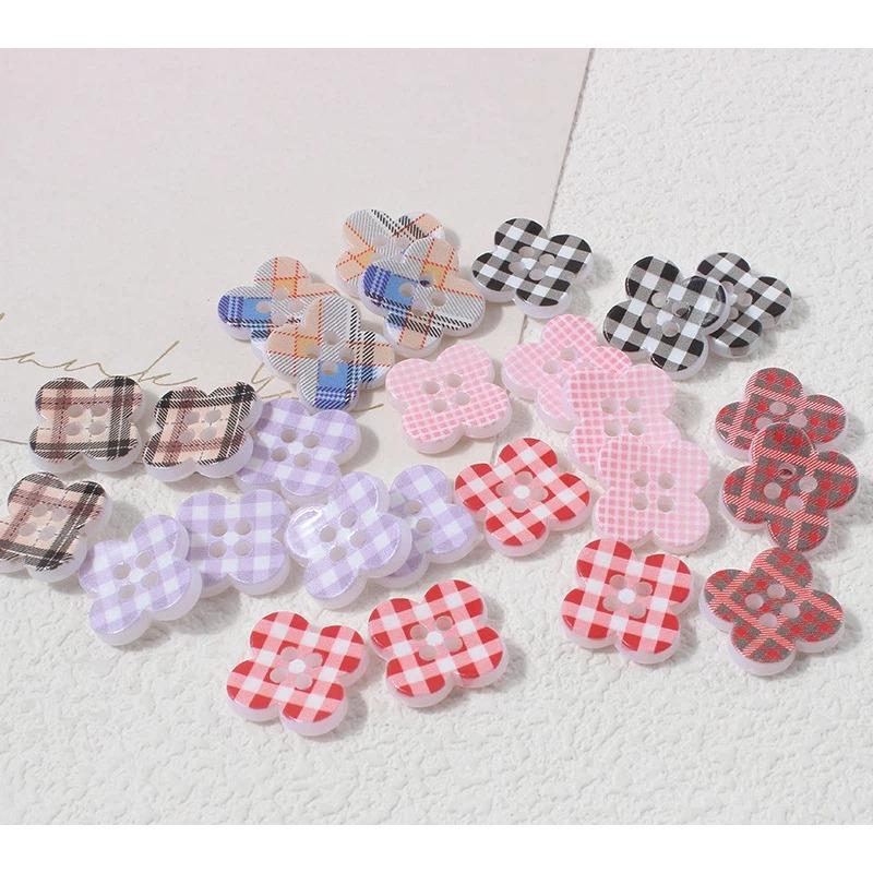 Clover Colored Printed Buttons Handmade Accessories for Children's Clothing Sweaters Decorative Plastic Buttons