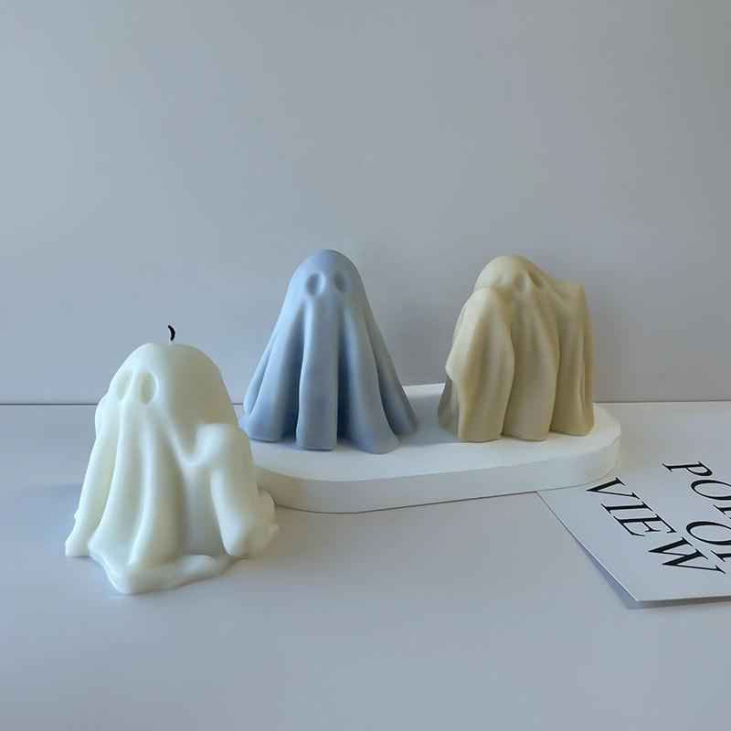 Diy Ghost Candle Silicone Mold Aromatherapy Candle Plaster Handmade Soap Mould Epoxy Craft Casting Tools For Halloween Decoratio