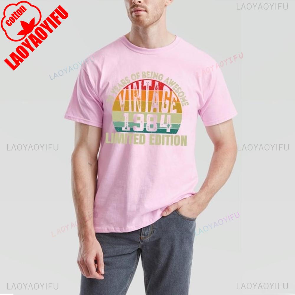 39 Years of Being Awesome Vintage 1984 Printed Tshirt Tops Classic Retro Birthday Gift Graphic Tshirt  Unisex Cotton Streetwear