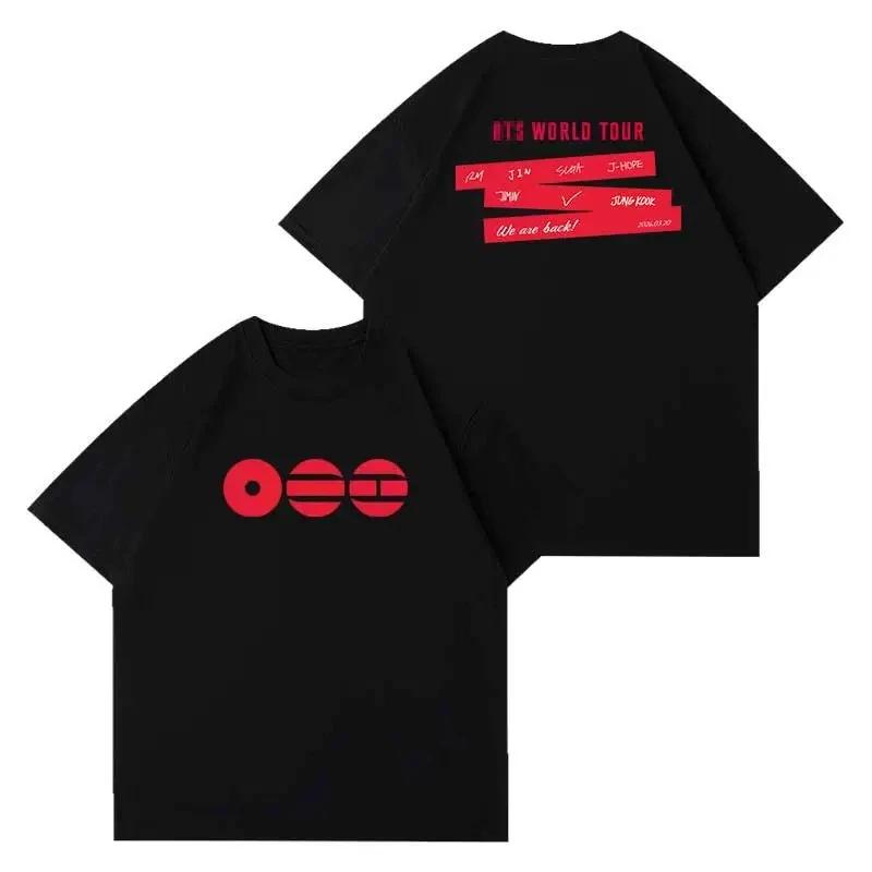 Kpop BTS 2026 Welttournee Arirang Gleicher Stil T-Shirt Herren Damen Mitglieder Namensliste Druck Lässiges Kurzarm-T-Shirt Koreanische Fans Geschenk