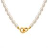 No Fading Niche Light Luxury Double Ring Buckle Freshwater Pearl Chain Celebrity Titanium Steel Gold-Plated Necklace Does Not Fade