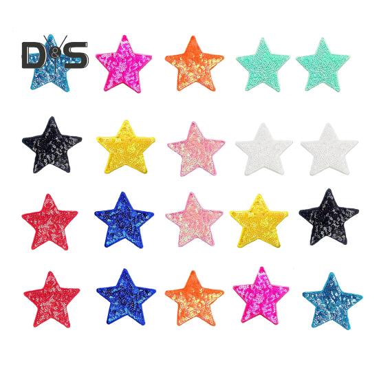 

20 шт. тканевых заплаток в форме пентаграммы с пайетками разных цветов для свитеров, платьев, блузок, декора, сделай сам, шитье, нашивка, одежда, аксессуары, свадебная вечеринка 20PCS