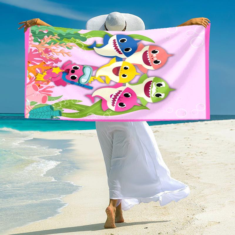 1Pc Baby Shark Family Adventure Beach Towel Microfiber Beach Towel Thin Absorbent For Beach Swimming Yoga Bath Sports 0917306