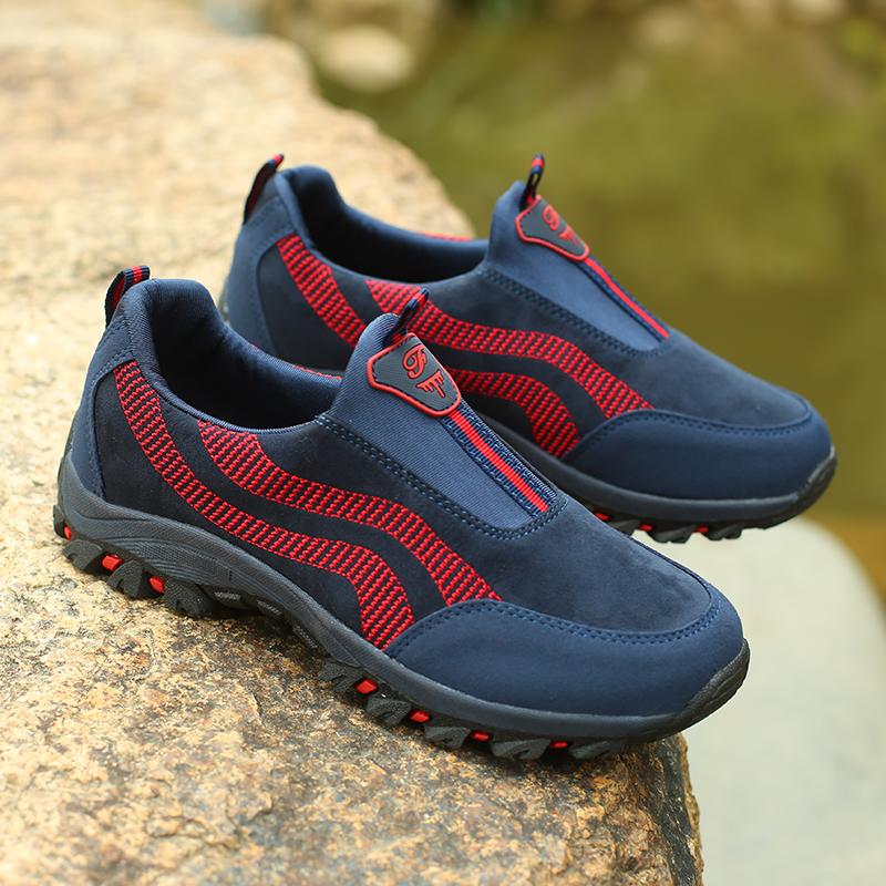 

Men s Genuine Spring Middle-aged and Elderly Walking Shoes Non-slip Soft-soled Shoes Comfortable Soft-soled Fly-knit Sneakers 46 темно-синий
