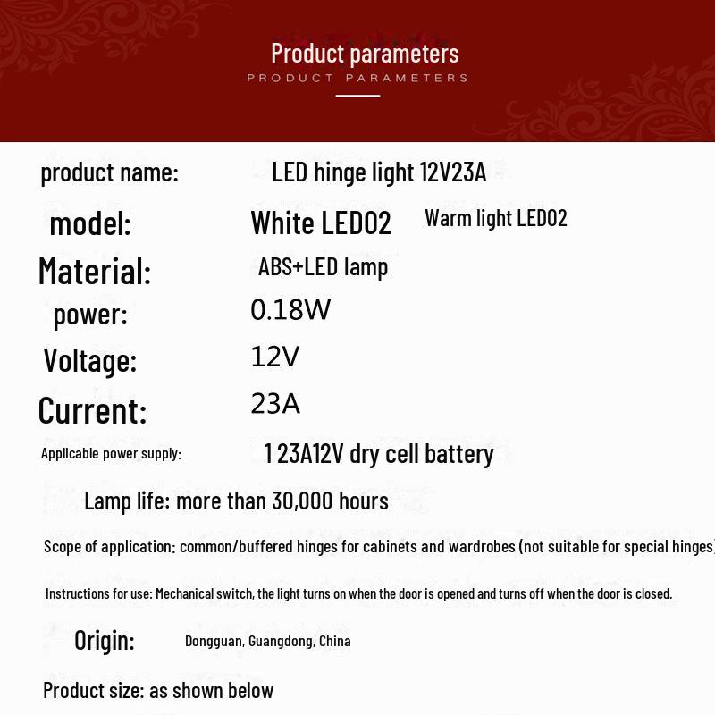 LED Hydraulic Cabinet Hinge Light with Damping for Furniture Doors