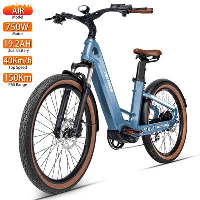 Electric Bicycle Mihogo Air 26" Tire 750W Motor High End Carbon Fiber Electric Bike 48V 19.2Ah Dual Disc Brakes 7 Speed Max Load 125Kg