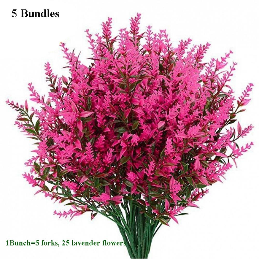 5 Bundles 5 Heads Artificial Lavender Flowers 36cm 7 Colors Outdoors Garden Lavender Flowers Outdoor Plants