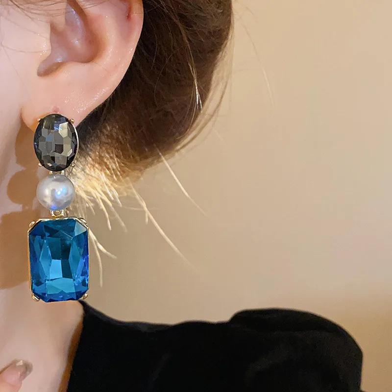 3 Pcs French Light Luxury Zircon Set for Women Water Drop Rhinestone Pearl Necklace Fashion High Sense Accessories Sets Wedding