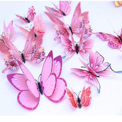 12Pcs Double-layer Butterfly Wall Stickers 3D Magnet Fridge Decals Ins Wedding Decoration Kids Room