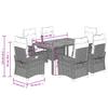 7 Piece Outdoor Dining Set with Cushions Black Poly Rattan