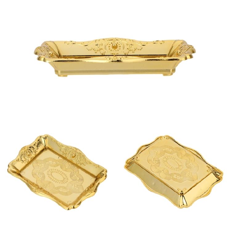 Golden Tray Jewelry Display Plate Kichen Food Fruit Round Stroage Organizers