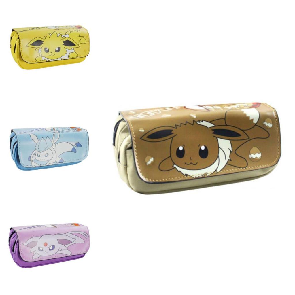Pokmon Cartoon Student Large Capacity Double Zipper Pencil Case With Compartments For School Supplies