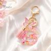 Key Holder Pendant Pink Series Keychain Pendant, Sequins Heart Initial Letter Charm Chain with Portable Butterfly Tassel Design, A-Z for Bag