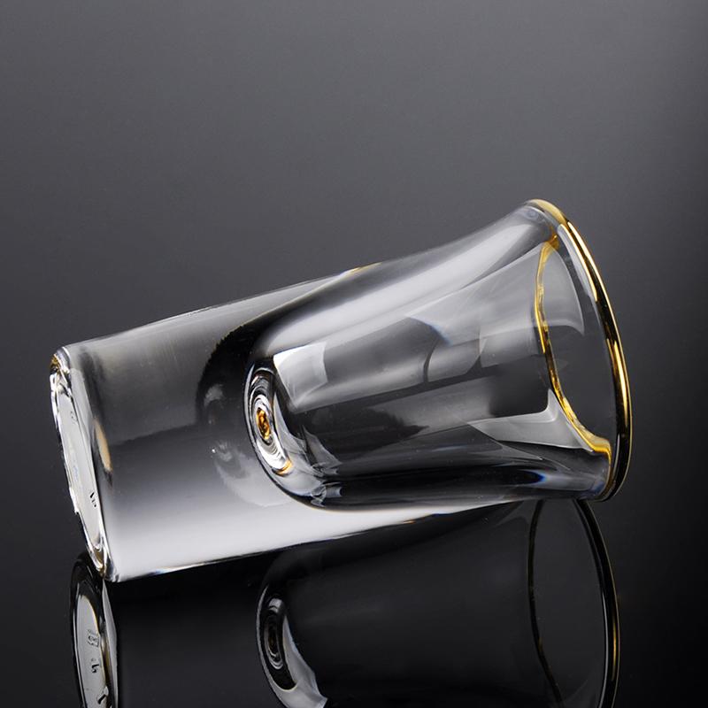 SGlass Set of 12 Gold Foil Spirits Cups Household 25ml Creative Small Wine Glass Gilt Edged Cup Wine Dispenser  Cup