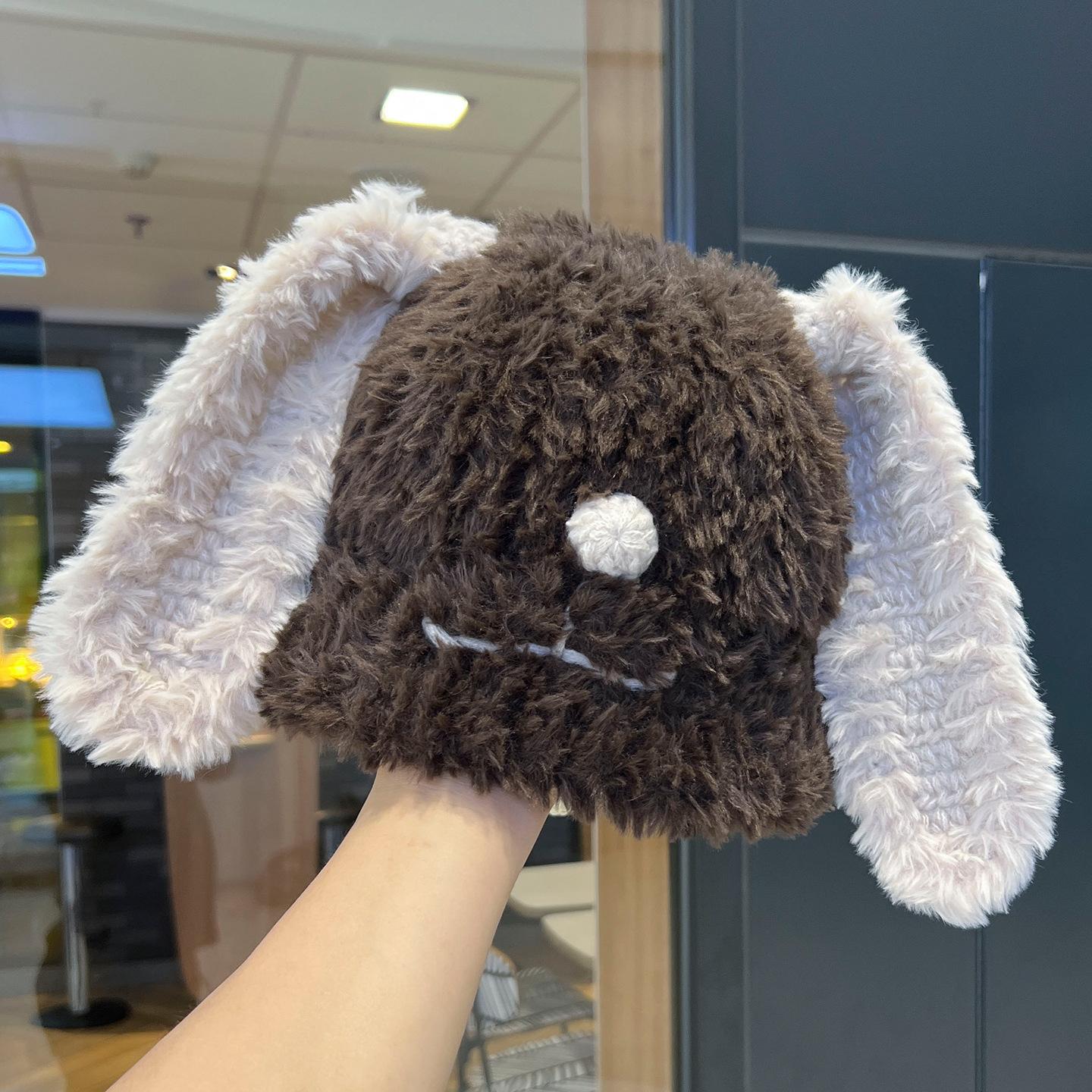 

Милая плюшевая шапка-ушанка для щенка, шапка Лэй Фэн для женщин, зимняя универсальная теплая ветрозащитная шапка с защитой ушей, вязаная шапка M（56-58cm）