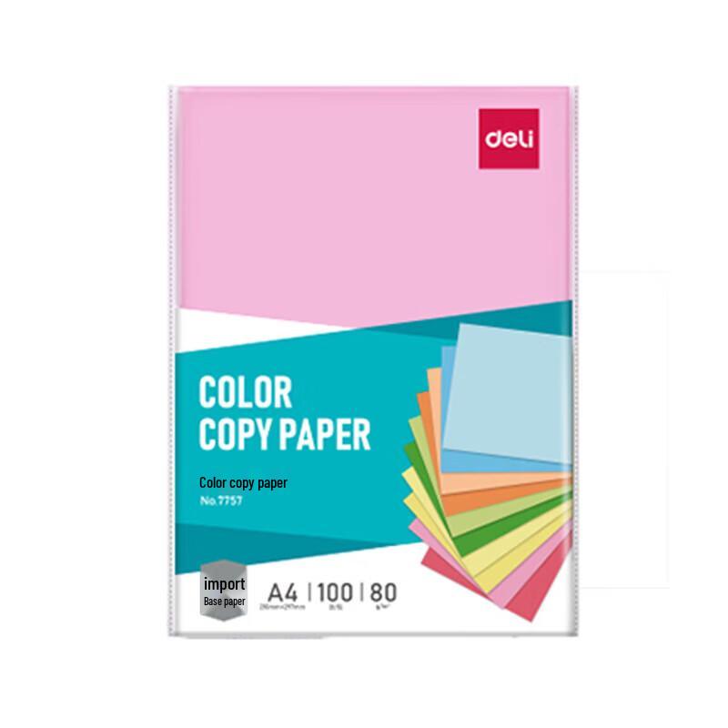 Deli A4 80gsm Light Red Colored Paper (100 Sheets)