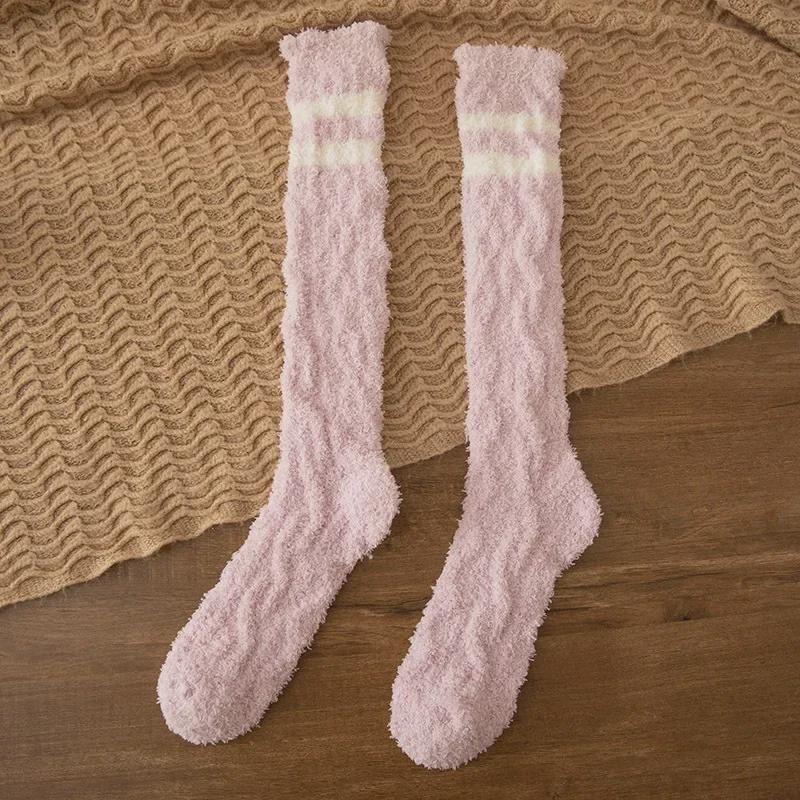 Women's Winter Coral Fleece Calf Socks - Warm, Velvet, Thickened High-Tube for Sleeping