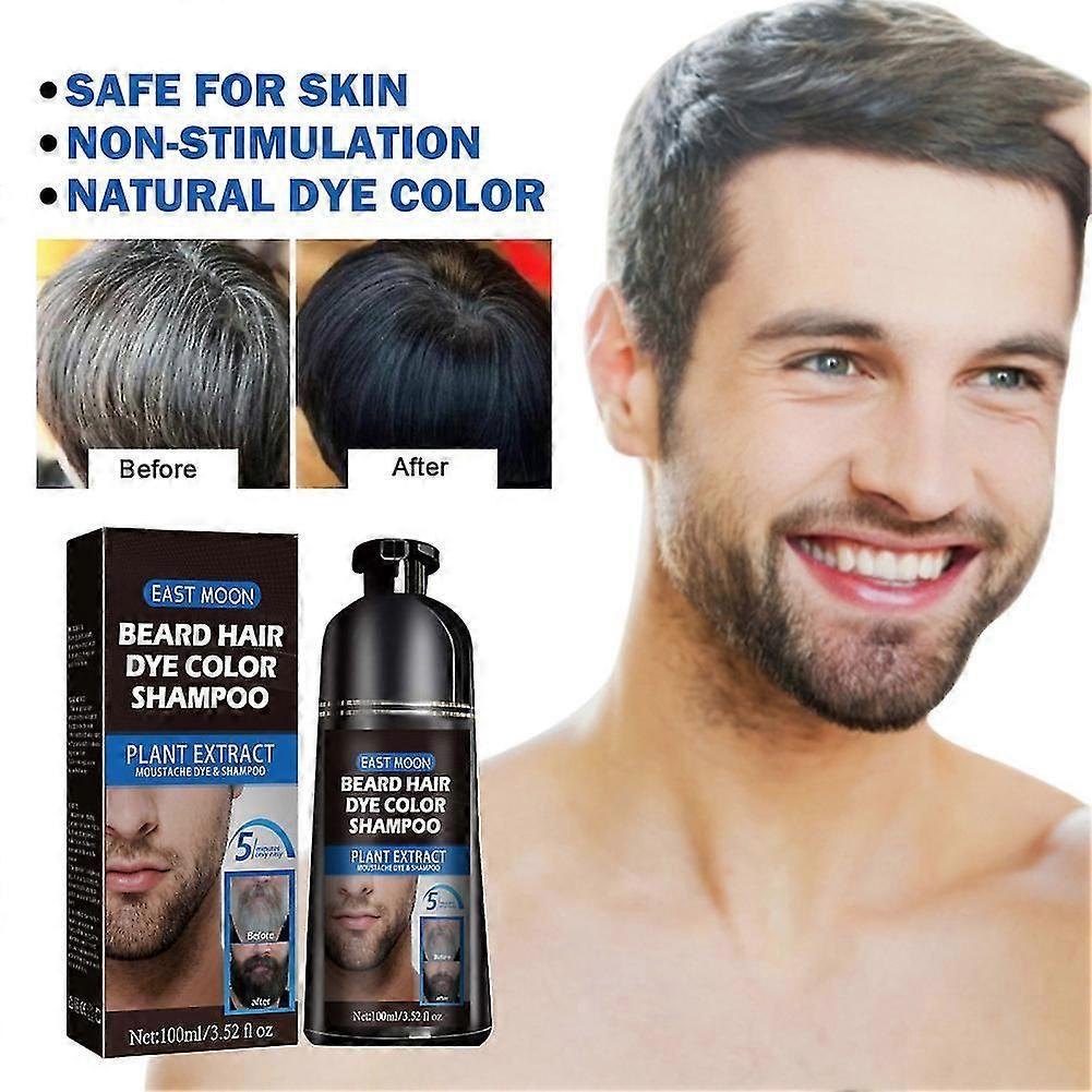 Beard Color Dye Shampoo Natural Men Mustache Dying Black Darkening