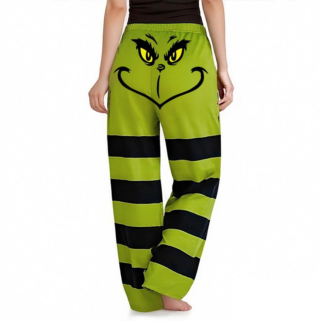 Women's Casual Fashion Christmas Print Elasticated Waist Trousers Pants