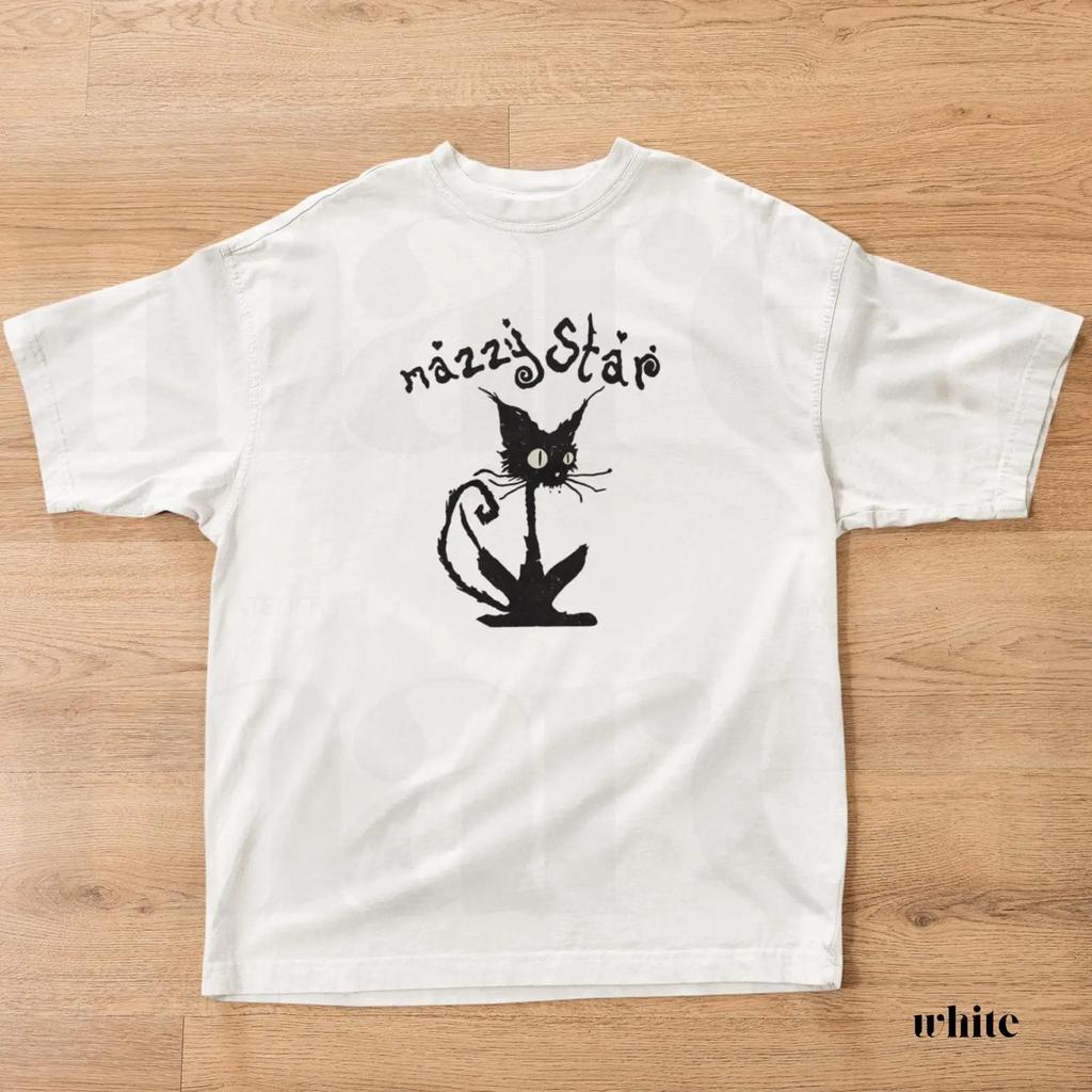 Mazzy Star Cat Vintage T Shirt Retro Music Vintage Soft Graphic Casual Versatile Streetwear Breathable Stretched