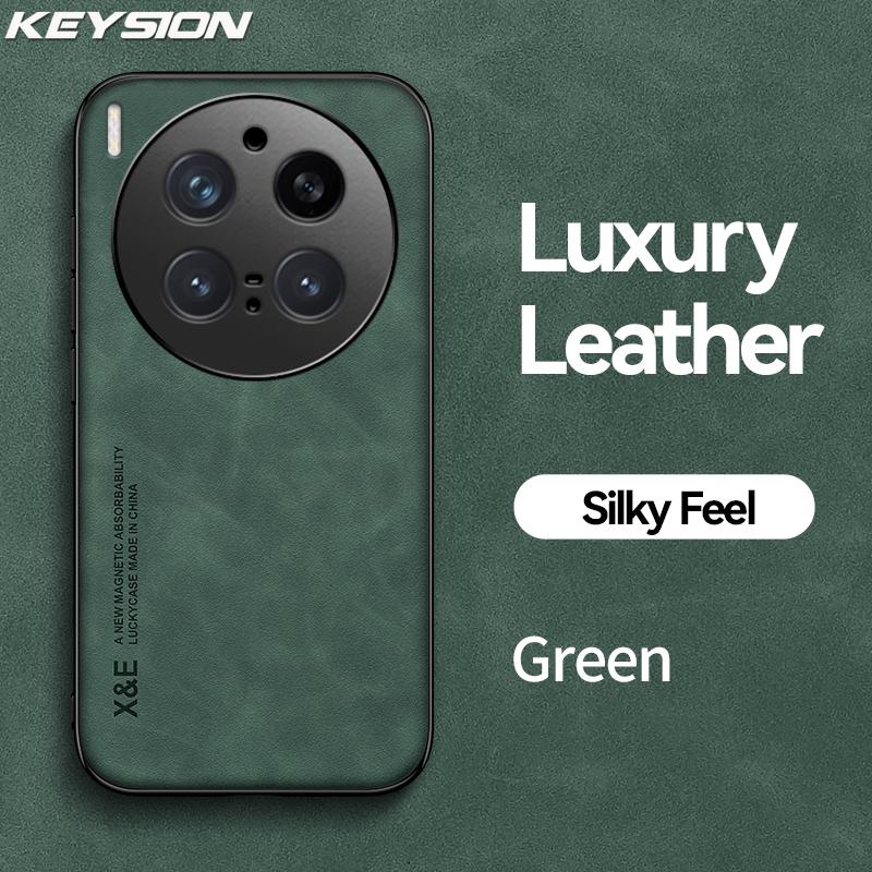 KEYSION Luxury Retro PU Leather Phone Case for VIVO X300 Pro 5G Soft Silicone+PC Shockproof Phone Back Cover for VIVO X300 Pro