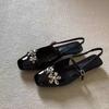 French high-end temperament rhinestone flower bag head shoes women's low heel shallow mouth casual single shoes outer sandals