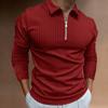 New Polo Shirt Zip Stripe Long Sleeve Men's Polo Shirt Top