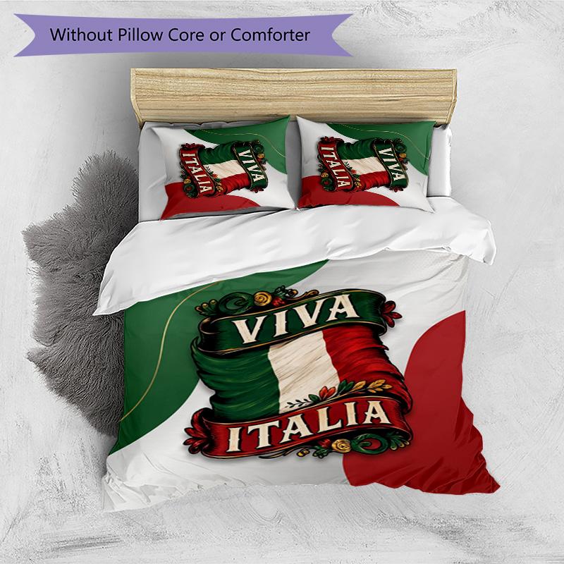 Italy Football Printed Bedding 3 Piece Set Cozy Breathable Bed Cover Set as Housewarming Holiday Gift