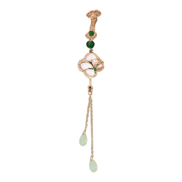 Four Gentleman Flowers Themed Ornamental Pin Secure Back Closure Traditional Asian Inspired Jewelry Accessory For Ladies