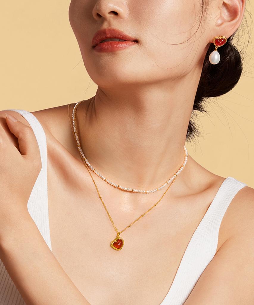 Lola Rose Cookie Heart Carnelian Heart Women'S Pendant Necklace