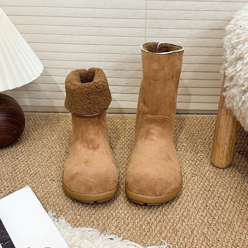 

Женские эластичные зимние сапоги с мехом на толстой подошве со штрипкой на одну ногу, теплые, с холодной подкладкой, нескользящие, для повседневной носки, спортивные, короткие, до середины икры, хлопковые сапоги 40 коричневый
