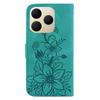 For Realme 15T 5G Stand Case Lily Flower Imprint Leather Phone Cover with Wrist Strap