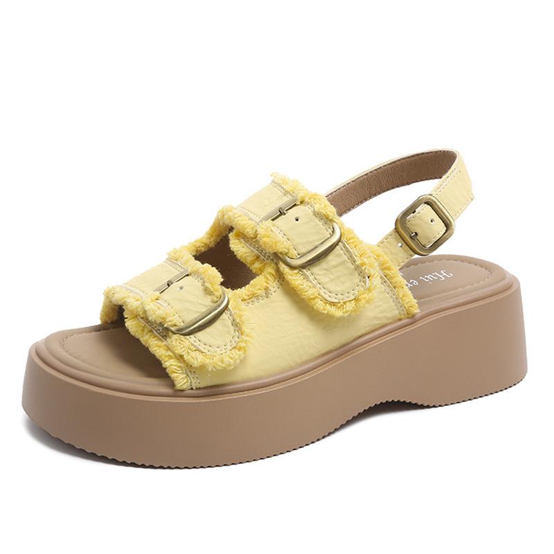 New sandals women's summer outer wear thick-soled heightening versatile fashionable flat non-slip open-toed women's shoes