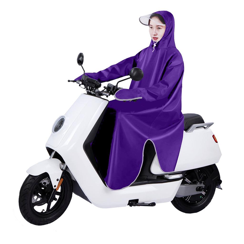 Electric Bike Raincoat Enlarged Protection Oxford Cloth Adults Sleeve Rain Poncho for Cycling Purple 5XL