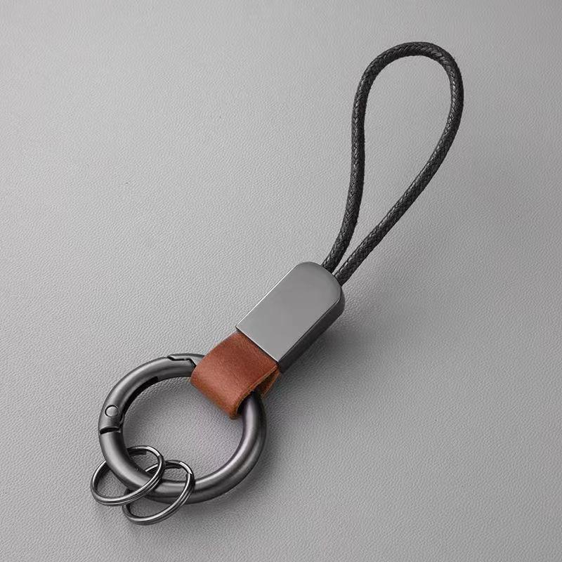Genuine Leather Keychain Ring - Creative Pendant Keyring for Men & Women