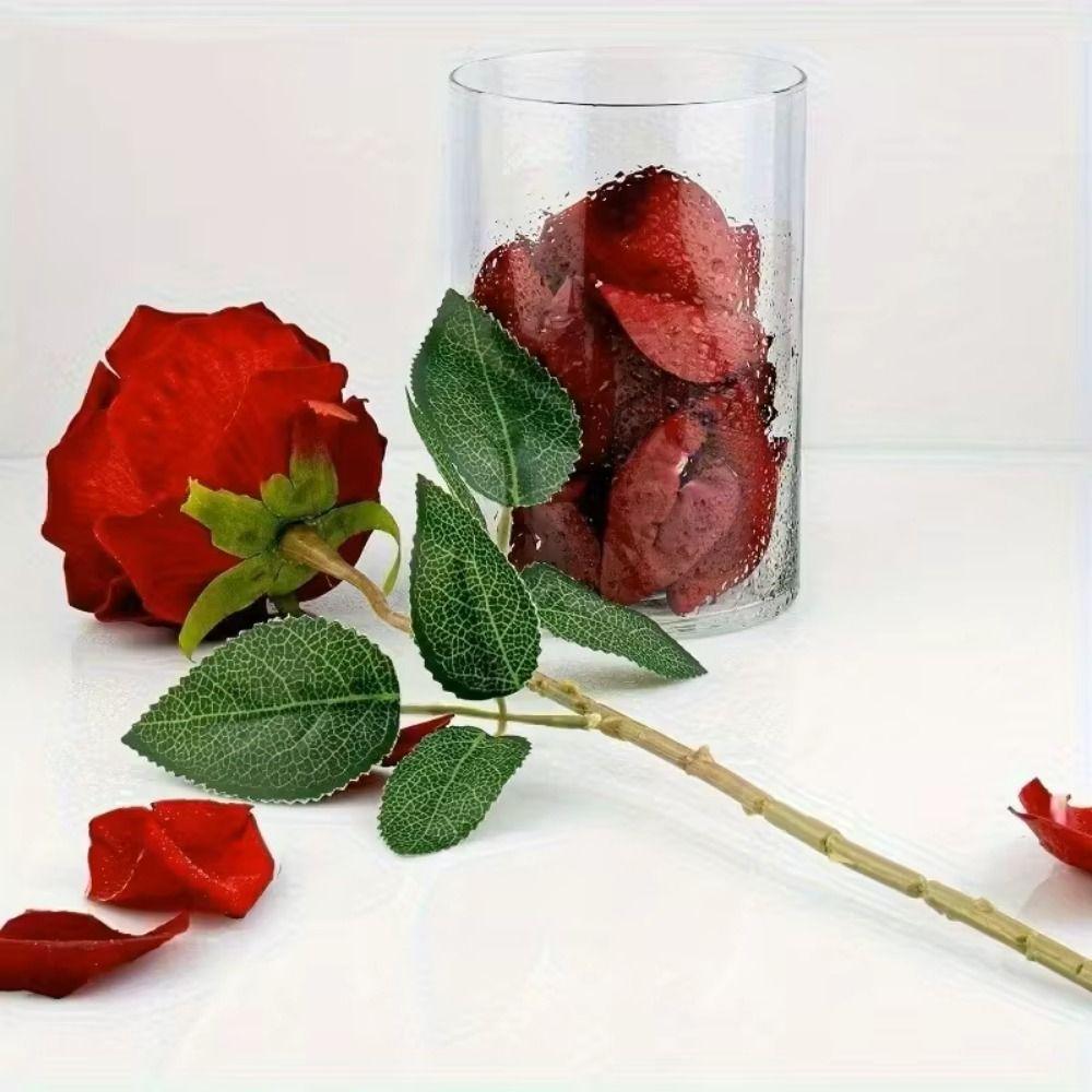 Red Velvet Rose Flower Ring Box Creative Jewelry Display Box  Valentine's Day Gift