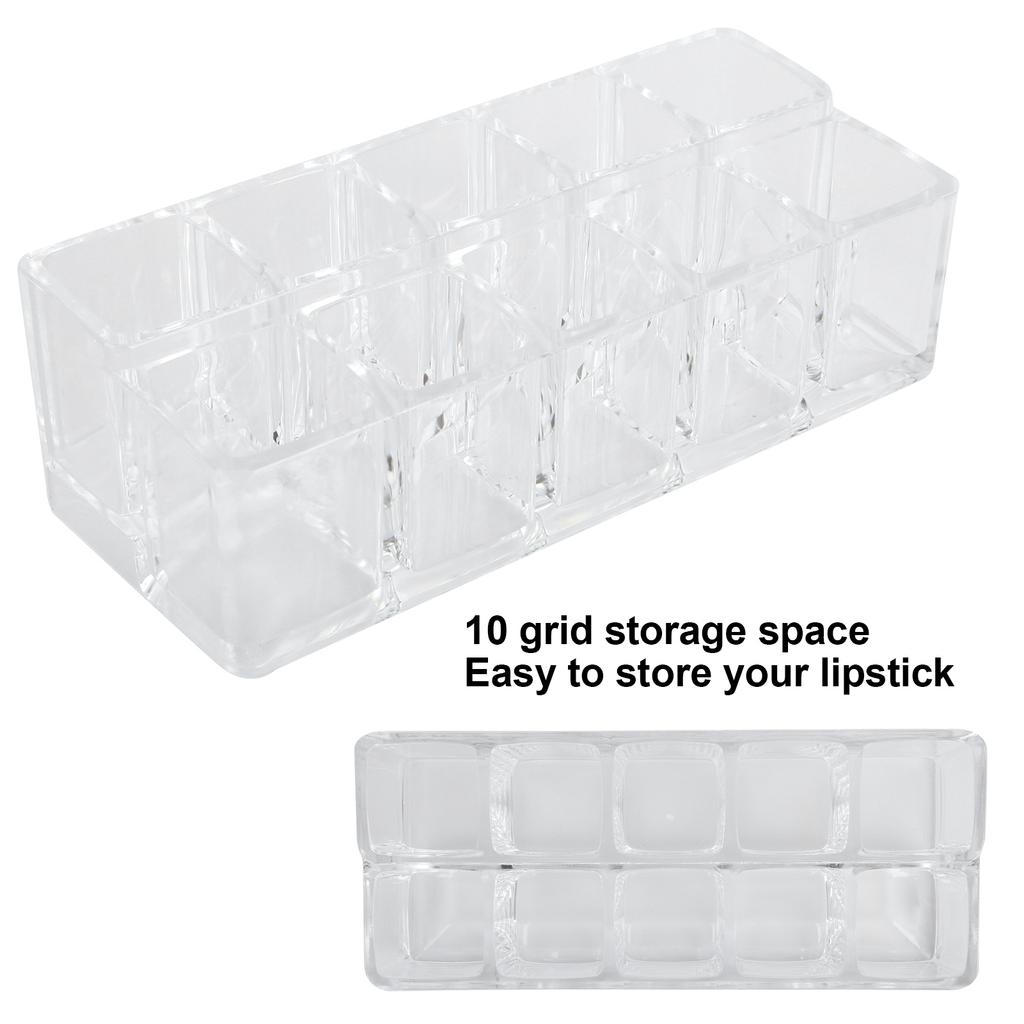 10 Grid Transparent Lipstick Holder Organizer Acrylic Cosmetics Display Rack Stand