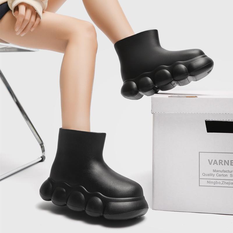 EVA export fashion short rain shoes women s rain boots Martin boots non-slip water boots waterproof shoes adult overshoes 36-37 чёрный