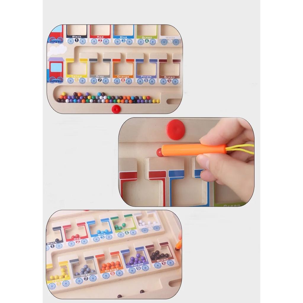 Crianças Montessori Brinquedo Caneta Magnética Jogo de Bola em Movimento Classificação de Cores Tabuleiro de Contagem Treinamento Motor Fino Brinquedos Educativos Sensoriais