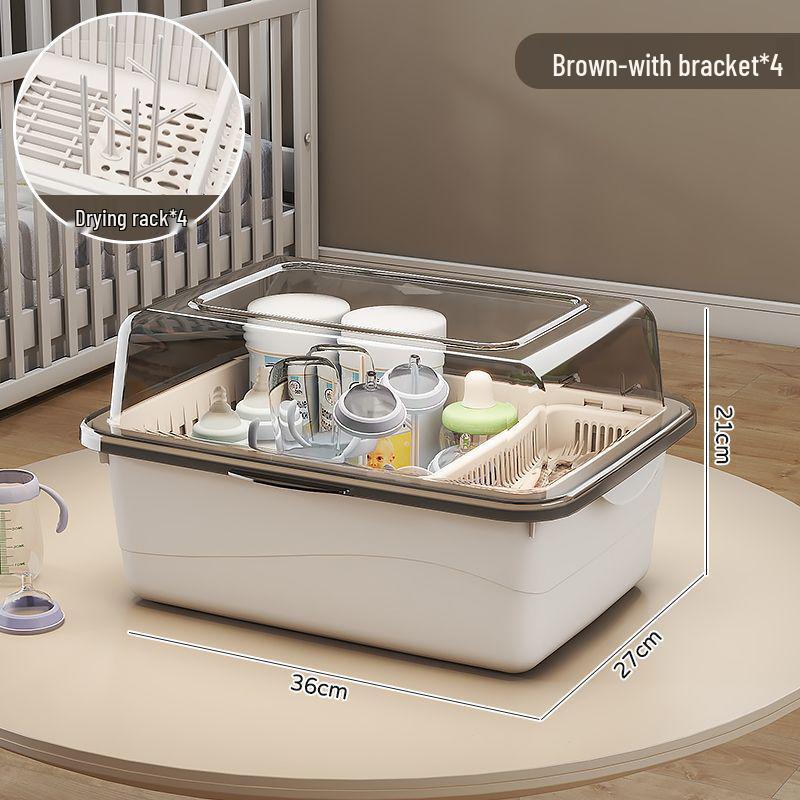Dustproof Milk Bottle Storage Box with Lid - Baby Supplies & Toys Organizer
