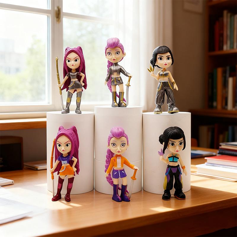 6pcs/Set Kpop Demon Hunters Action Figure Toys New K-POP Demon Slayer Doll Desktop Ornament Toy For Kid Gifts