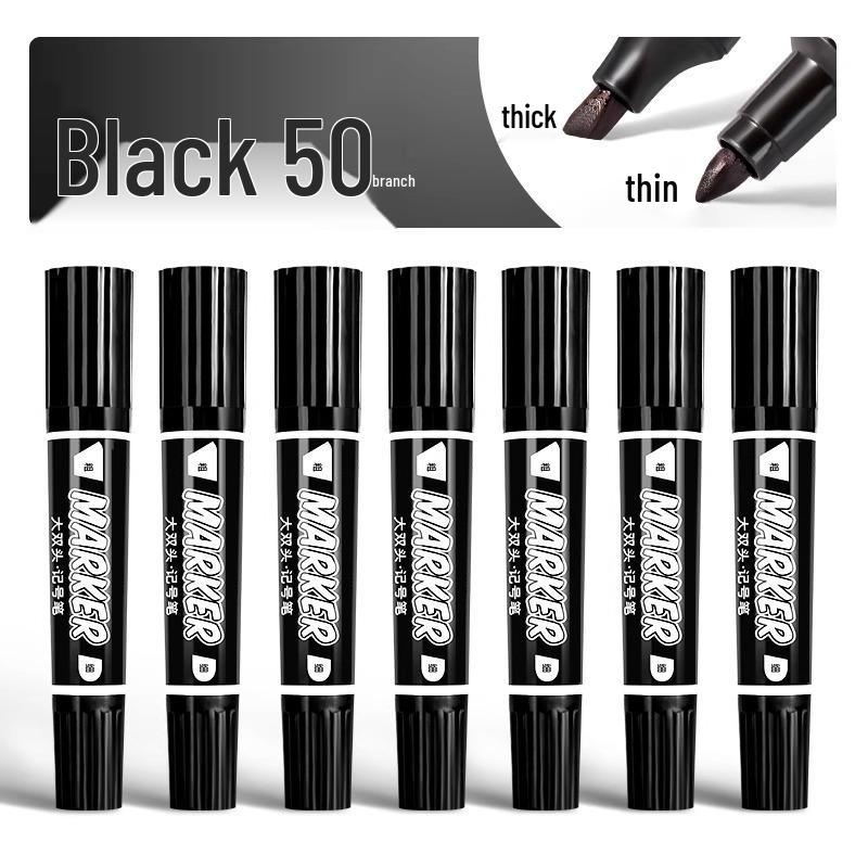 Large Double-Headed Oily Waterproof Marker - Black & Red Broad Tip, Non-Fading, Oil-Proof for Industrial Use