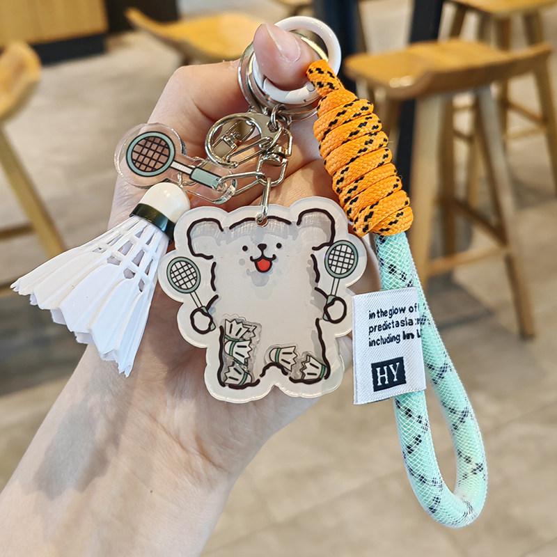 Creative Acrylic Badminton Shuttlecock Charm Keychain – Cute Pendant for Couples, Students, and Backpacks