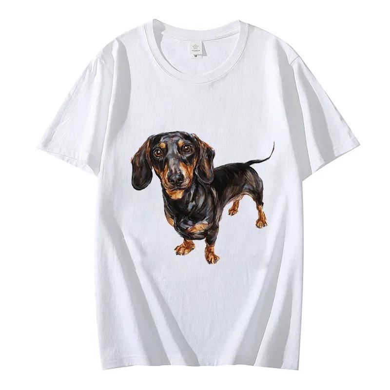 Dachshund Pug Oversized T Shirt Women Men Tops Short Sleeve Tee Shirts Homme White Tshirt Streetwear Funny Dogs Men's Brand Tops