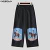 INCERUN Men Casual Loose Zip-up Waist Print Wide Legs Long Trousers Pants