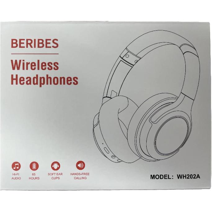 BERIBES Bluetooth Headphones Over Ear, 65H Playtime and 6 EQ Music Modes Wireless Headphones with Microphone, HiFi Stereo Foldable Lightweight