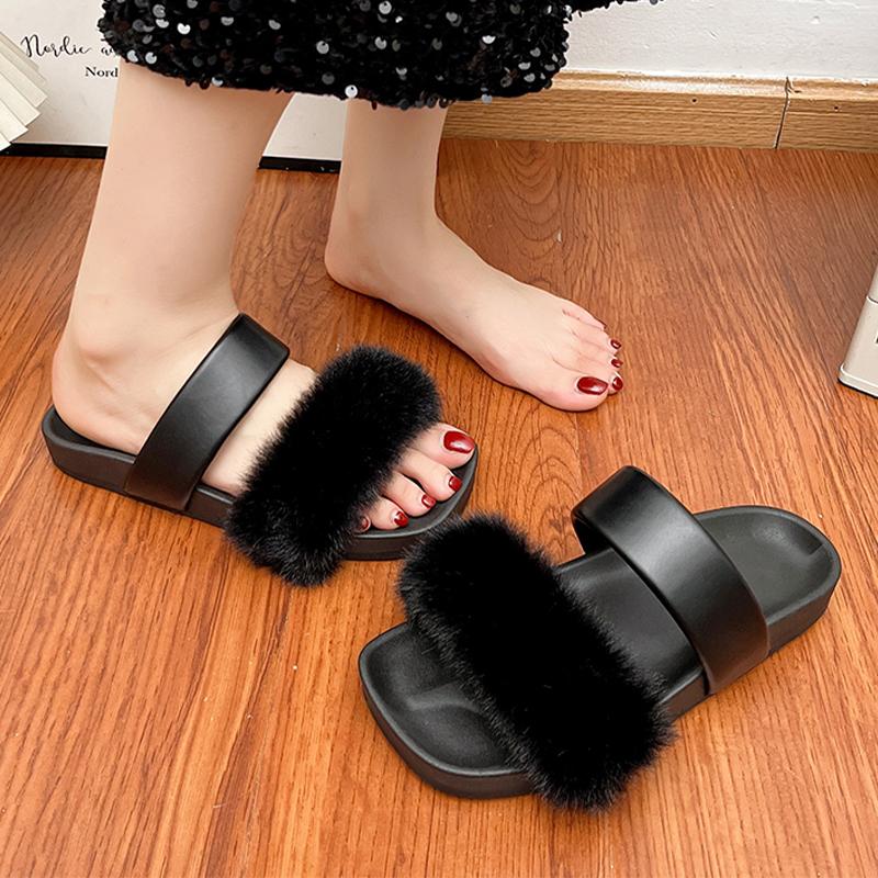 

Модные меховые балетки женские тапочки дизайнерская обувь модные женские сандалии 2025 осень новый тренд повседневные шлепанцы уютные нарядные туфли женские 40 чёрный